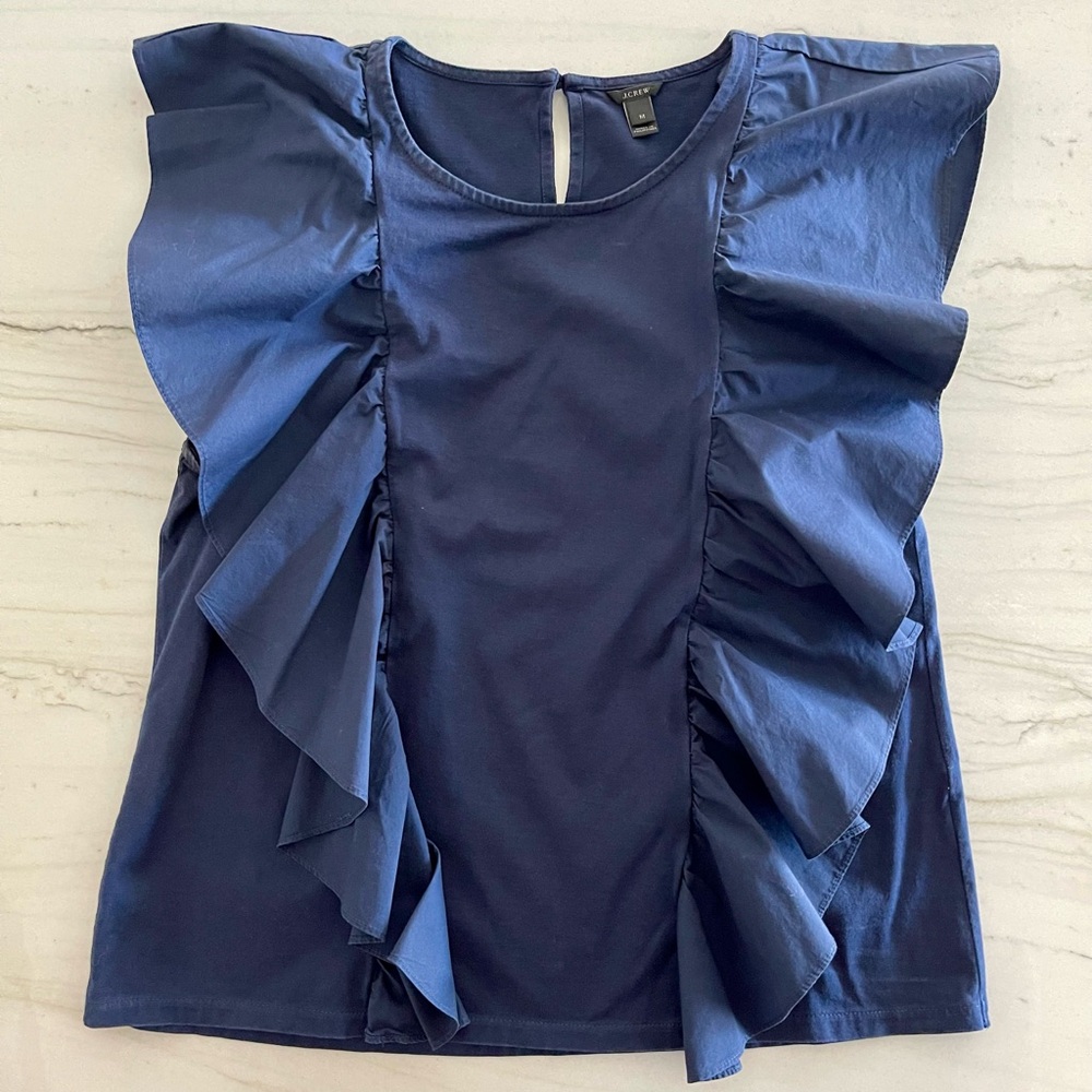 J.Crew Ruffled Flutter Front Sleeveless Women’s Top